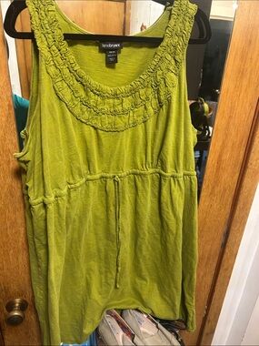 Lane Bryant Lime Green Ruffle-Neck Sleeveless Tank